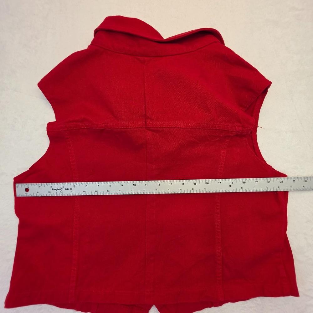 Vintage WATCH L.A. Red Denim Vest Womens 4XL USA Made Cotton Button Front - Picture 4 of 7